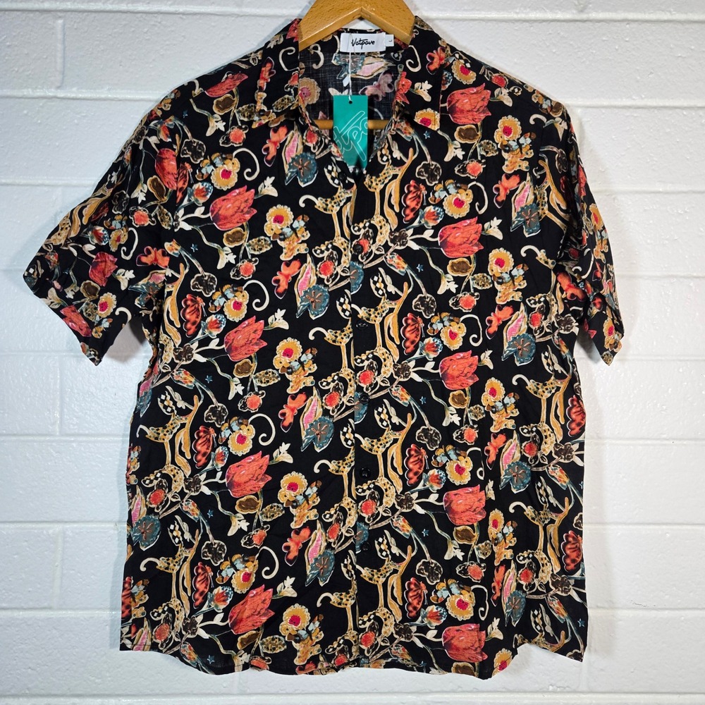 NWT Vatpave Floral Print Button Up‎ Shirt Mens Large Tropical Summer Resort Prep